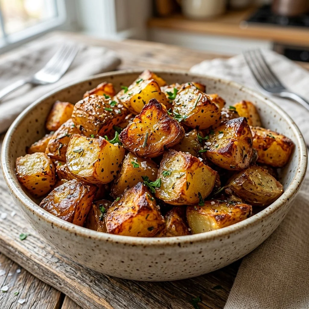 Crispy breakfast potatoes served on a plate, golden and perfectly seasoned.