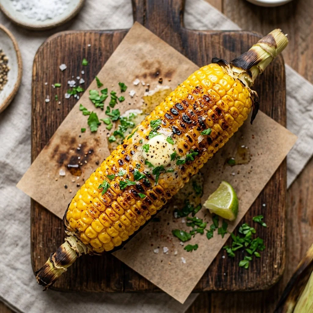 Delicious grilled corn on the cob served at a summer barbecue