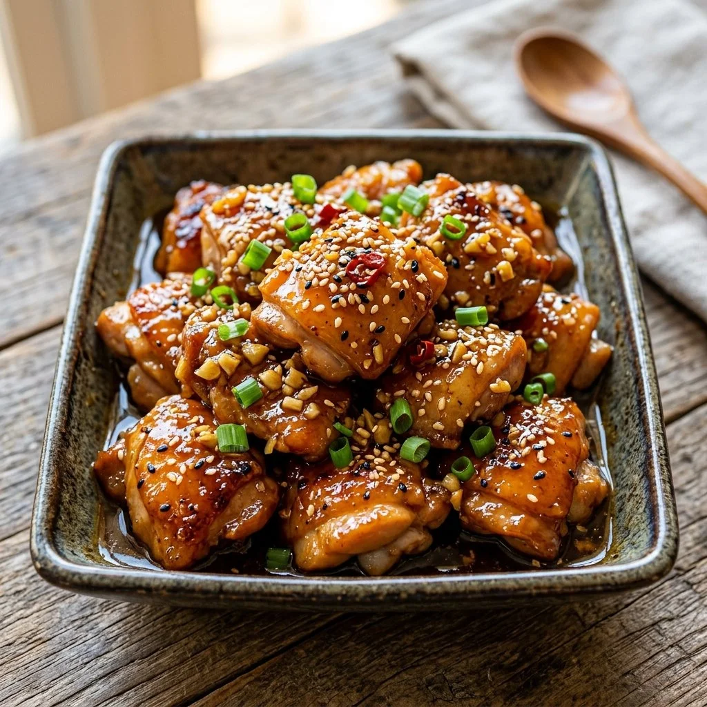 Delicious Honey Garlic Chicken served with vegetables