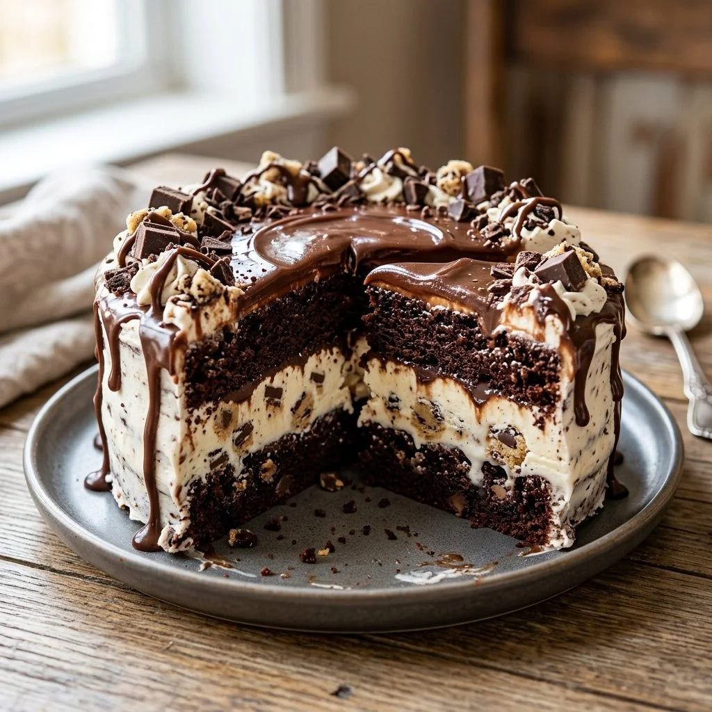 Delicious iced cake made with rich layers of ice cream and cake