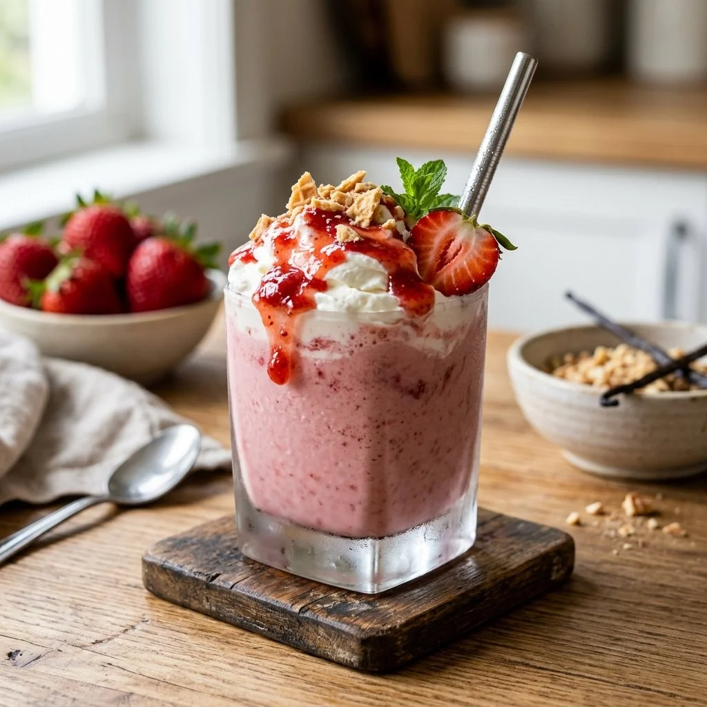 A variety of colorful milkshakes with toppings in glasses on a table