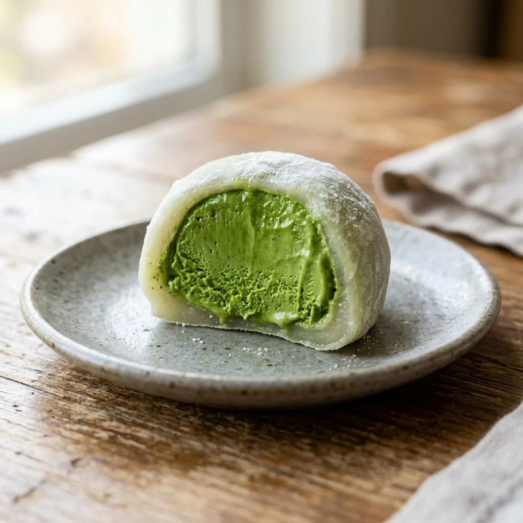 Colorful assortment of mochi ice cream flavors on display