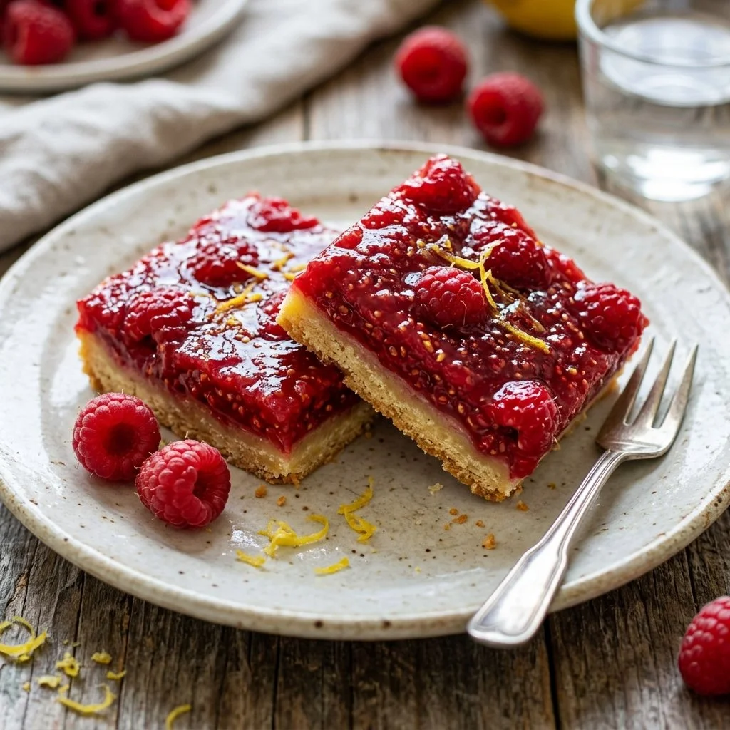 Delicious Raspberry Lemonade Bars with a bright lemon glaze