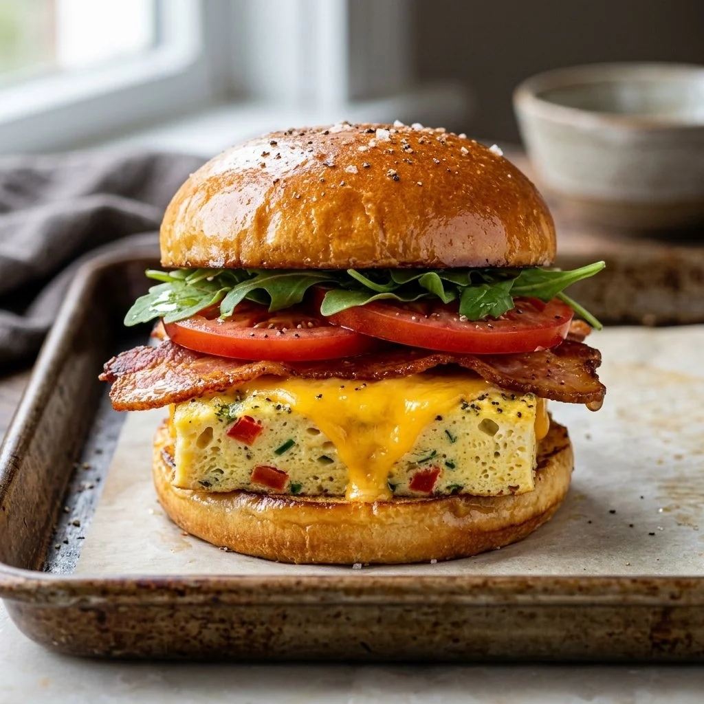 Sheet Pan Egg Sandwiches ready for serving with fresh ingredients