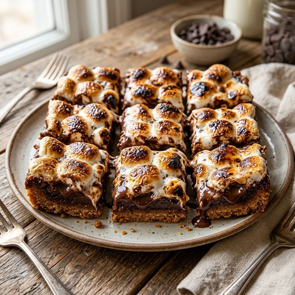 Delicious homemade smores bars with graham crackers, chocolate, and marshmallows