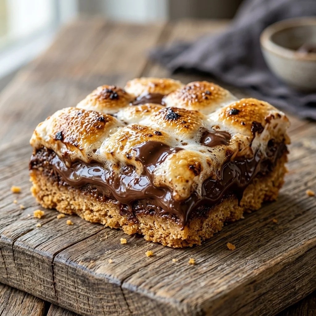 Delicious S'mores Bars with chocolate and marshmallows